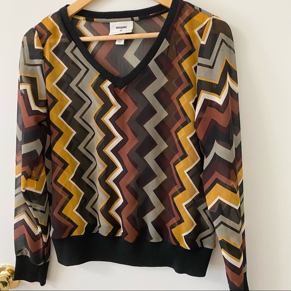 Missoni x Target beautiful sheer blouse top 💛 - Picture 2 of 6